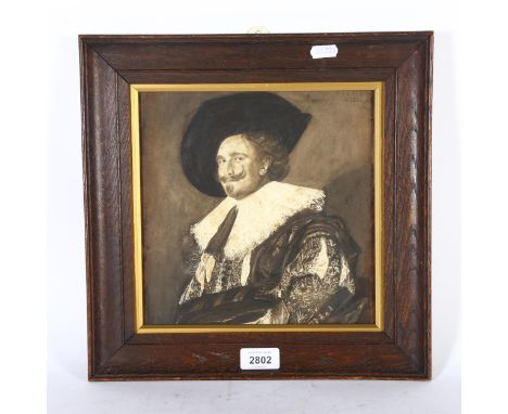 R C High, 1912, after Franz Halas, watercolour, the laughing cavalier, 33cm x 33cm overall, framed 