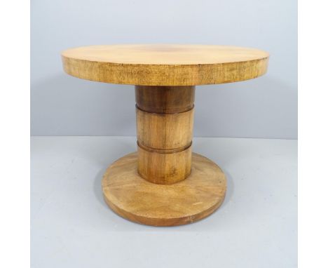 A 1930s Art Deco modernist coffee table with banded pedestal. 69x57cm 