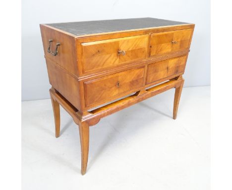 A 1920s Austrian Art Deco chest of four drawers with inset leather top. 84x72x38cm 