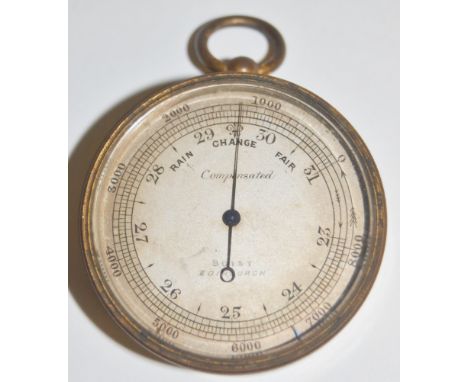 A 19th century brass cased pocket barometer by Buist of Edinburgh