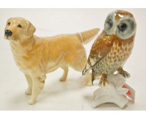 A Beswick figure of a labrador, gloss finish, together with a Carl Ens figure of an owl