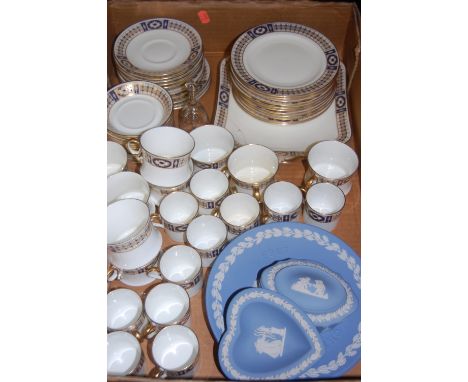 Mixed lot of china to include Wedgwood blue jasper wares and a Cauldon part tea service