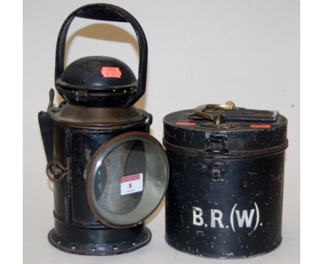 A British Rail Western Region lamp together with a Western Region pay tin (2)
