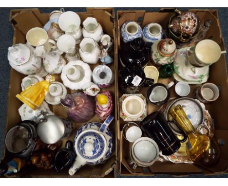 A good mixed lot to  include two boxes of mixed ceramics comprising Aynsley, Royal Albert Old Country Roses, Carlton Ware and
