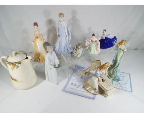 Coalport / Royal Doulton / Lladro - a collection of figurines comprising Coalport, Beverley and Diana, Royal Doulton Elaine a
