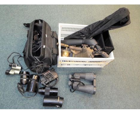 A good mixed lot of cameras, equipment and accessories, also included in the lot is a tripod, a pair of Sunagor Megazoom 120 