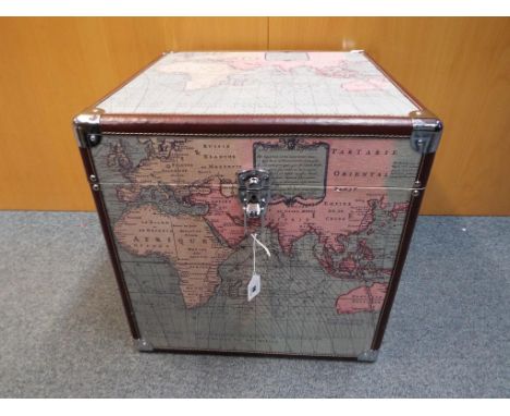 A large Map of the World trunk approx 46cm x 47cm x 46.5cm Est £60 - £80