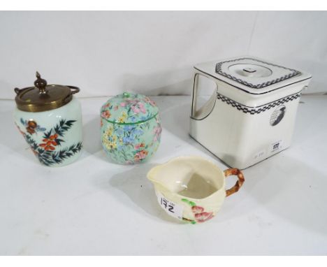 A good lot to include a cube teapot from the Cube Teapot Limited Company, a Shelley Melody pattern preserve pot and lid, a Ca