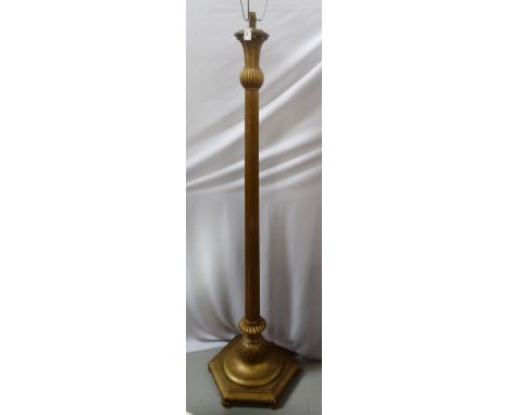 EDWARDIAN GILT WOODEN COLUMN FLOOR LAMP
the reeded column with acanthus leaf detail to top and pineapple design to lower end,