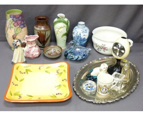 RETRO GERMAN MANTEL CLOCK by 'Marksman', a graff porcelain vase and other pottery, porcelain and glassware with an oval EPNS 