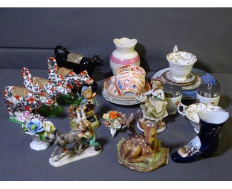 FOUR VINTAGE COW CREAMERS, Hummel type figurines and other decorative pottery and porcelain