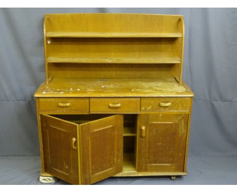 VINTAGE ERCOL DRESSER, mid tone (requiring restoration), 129.5cms height, 120cms width, 48cms depth