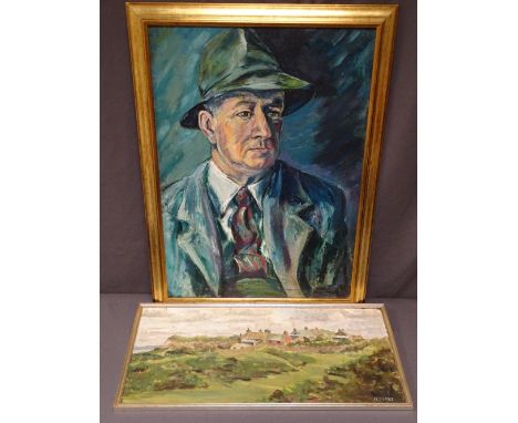 N JONES (of Abersoch) oil on board - coastal cottages near Abersoch, signed, 31 x 61cms and Mid 20th Century English School o