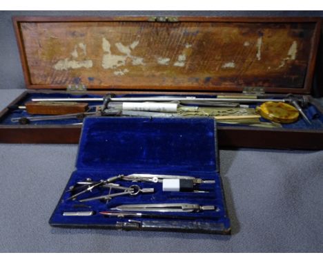 MAHOGANY CASED ARCHITECT/PLANNERS' DRAWING TOOLS and another cased set