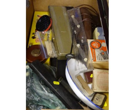BOXED PELHAM PUPPET, a quantity of medical equipment, a vintage boxed electric watermark detector ETC