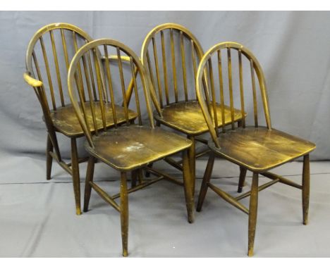 SET OF FOUR (THREE PLUS ONE) ERCOL STICK-BACK DINING CHAIRS