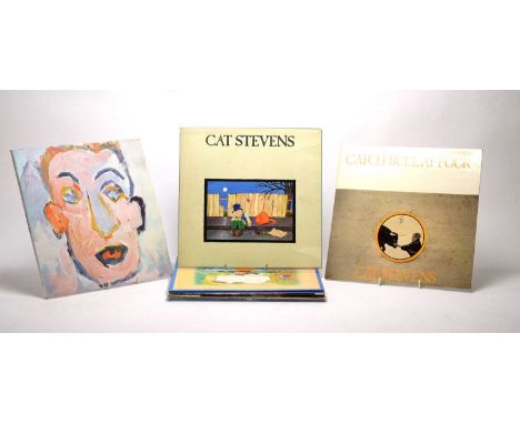 Four Bob Dylan LPs: Nashville Skyline; Self Portrait; New Morning; and Greatest Hits; together with four Cat Stevens LPs: Cat