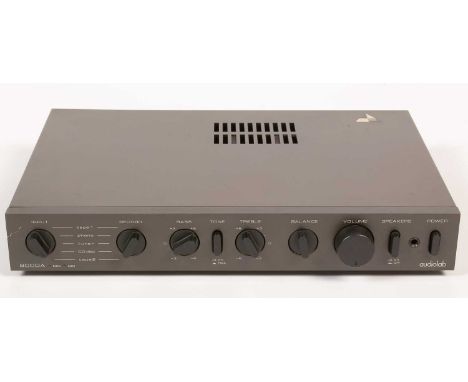 An Audio Lab 8000A power Amplifier, with input and record selector, bass, tone, treble controls, balance, volume, speakers an