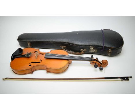 A French Compagnon Mirecourt Student Violin, made in the workshops of Jerome Thibouville-Lamy, with one piece plain back and 