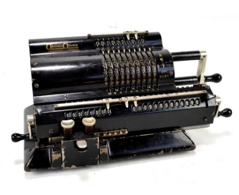 ORIGINAL ODHNER; a vintage Swedish calculating machine with distributor's plaque for Gilbert Wood A/M Ltd to reverse, number 
