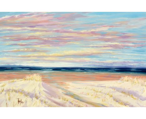 TOM BARRON; oil on canvas, 'West From Argyll I', bright seascape, signed lower left, 60 x 91cm, framed. (D)Additional Informa