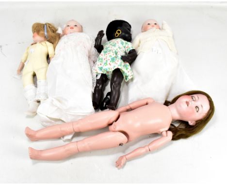Five modern ceramic headed dolls (5).