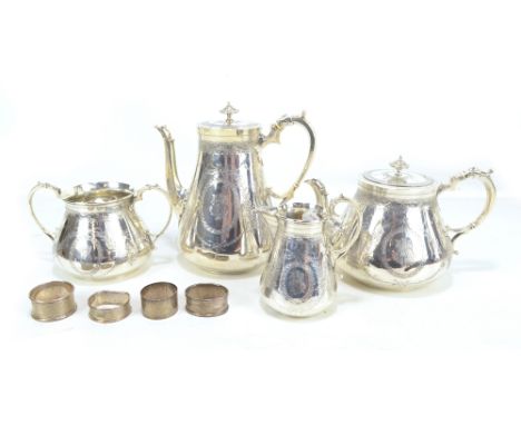 THOMAS SMILY; a Victorian hallmarked four piece tea service comprising teapot, hot water pot, twin handled sugar bowl and cre