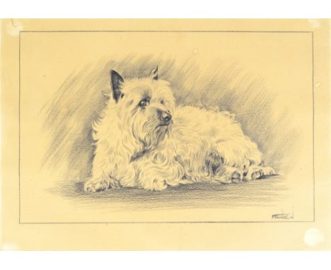 FRANKLIN BROOK VOSS (1880-1953); charcoal sketch, 'Yorkshire Terrier', signed, 21 x 33.25cm, unframed. (D)Additional Informat