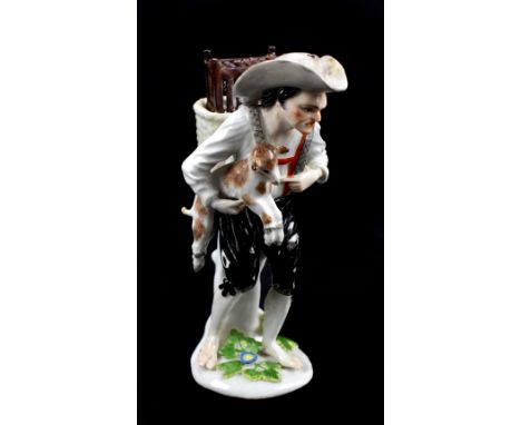 MEISSEN; a mid-18th century figure of a farmer with kid and chicken, height 17.5cm.Provenance: from a private Worcestershire 