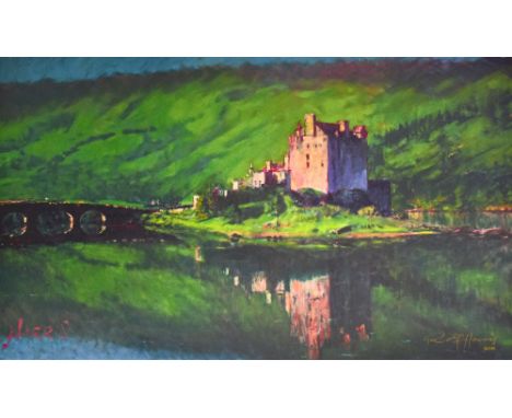 ROLF HARRIS (born 1930); signed limited edition print, 'Reflection Eilean Donan Castle', number 36/195, signed lower left, 53