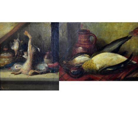 UNATTRIBUTED; a 19th century oil on canvas, dead game, indistinctly signed MG and dated 1875 lower left, 29.5 x 24.5cm, frame