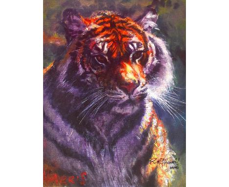 ROLF HARRIS (born 1930); a signed limited edition print, 'Tiger in the Sun', 24/195, signed lower right, 40 x 30cm, framed. (