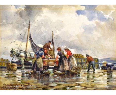 GEORGE HAMILTON CONSTANTINE (1878-1967); watercolour, 'Scotch Fisher Girls, Scarboro', signed and titled and indistinctly ins