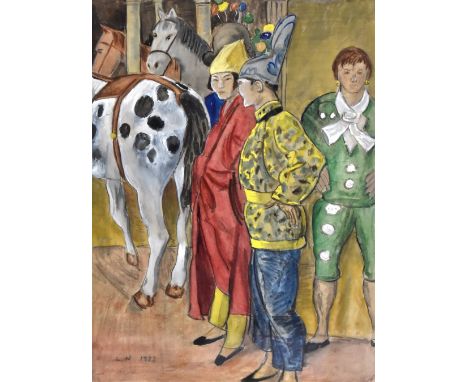 DAME LAURA KNIGHT, DBE RA RWS (1877-1970); watercolour and charcoal, 'Chinese Jugglers', signed with initials and dated 1933,