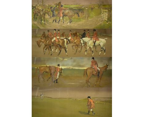 AFTER LIONEL EDWARDS; four hunting/sporting themed coloured prints comprising 'The Unlucky Man', 'On the Way to the Meet', 'R