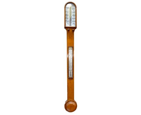 J.L CASARTELLI OF MANCHESTER; an oak stick barometer, height 93cm.