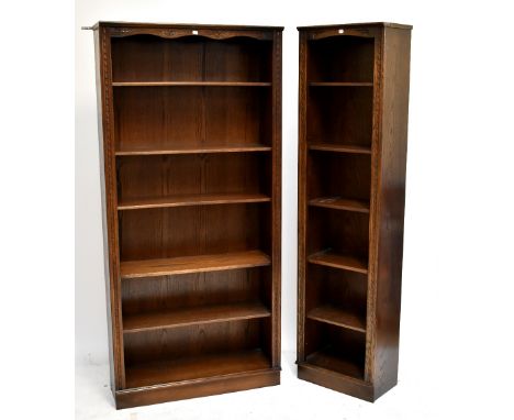 Two reproduction oak free standing five shelf bookcases, the larger approx 199 x 93.5cm (2).Additional InformationThese are j