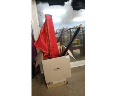 A Pelham puppet theatre and three boxed puppets to include Jumpettes Clown, Noddy and Girl.