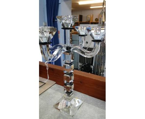 A glass Deco style candelabra