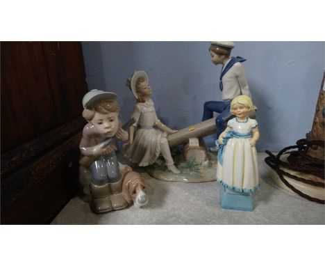 Two Lladro figure groups and a Royal Worcester figure