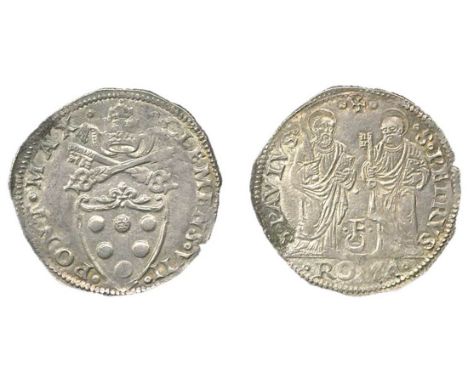 Papal States. Clement VII -- Giulio de'Medici (1523-1534). Giulio. Roma. 3.66 gms. Arms - six balls in orle gules - below cro