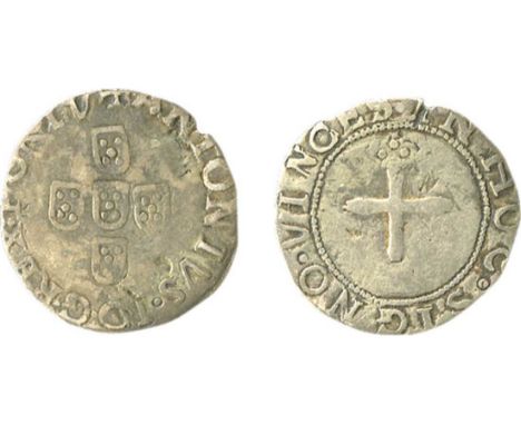 Portugal. Antonio I, "the Prior of Crato" (1580-1583). Meio Tostao. 3.14 gms. Cruciform Arms, +ANTONIVS.D.G.REX.PORTV, rev. C