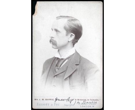 Barrie, J. M. (1860-1937). Scottish author and playwright. Elliott & Fry cabinet card entitled Mr. J. M. BARRIE, AUTHOR OF "A