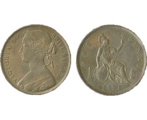 Great Britain. Victoria (1837-1901). Penny, 1871. Young bust l., rev. Britannia seated r. F.61, P.1687, S.3954, KM 749.2. Goo