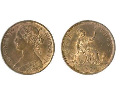 Great Britain. Victoria (1837-1901). Penny, 1870. Young bust left, rev. Britannia seated r. S.3654, KM 749.2. Some minor stac