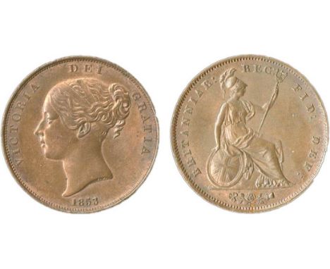 Great Britain. Victoria (1837-1901). Penny, 1853. Ornamental trident. Young head l., rev. Britannia seated r. P.1500, S.3948,
