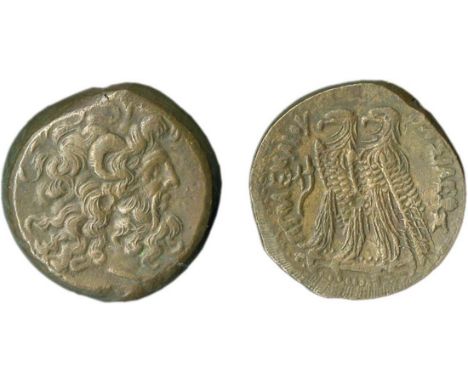 Kings of Egypt. Ptolemy VI Philometor (180-145 BC). AE Drachm. Alexandria. 30mm, 28.07 gms. Head of Zeus-Ammon r. wearing tai