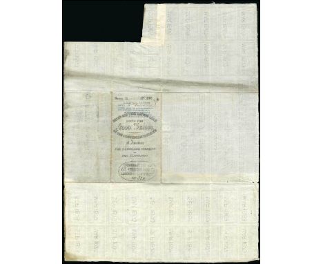 CSA Bonds. Ball 158. January 1, 1863. 500 Pounds - 12,500 Francs. No.390. Erlanger bond. Greyish-brown tint. Allegorical woma