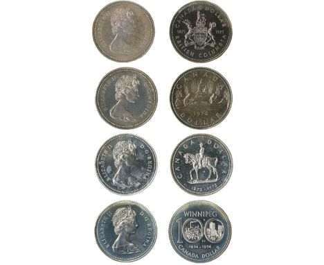 Canada. Elizabeth II (1952-). A Fine Assortment of Silver Dollars, All Different.  1960-1964; 1966-1967. All Choice Uncircula