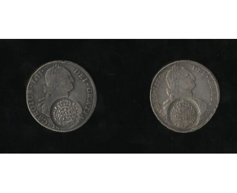 Brazil. Joao, Prince Regent (1799-1818). Minas Gerais. Counterstamped Coinage. Pair of 960 Reis (1808). Crowned shield within